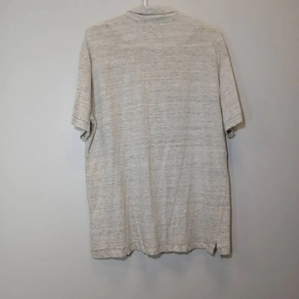 Banana republic mens medium 100% linen knit stretch gray shirt shortsleeve